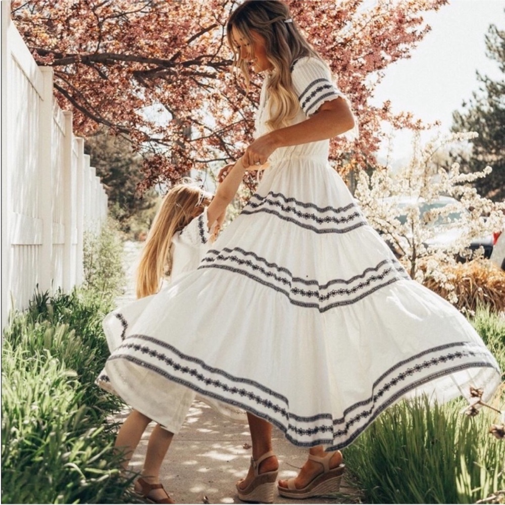 NEW Ivy City SANTORINI Embroidered Maxi Dress Ruffle Tiered Cottagecore SMALL - Picture 7 of 9